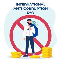 illustratie vector grafische stripfiguur van anti-corruptie dag