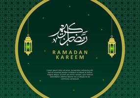 ramadan kareem groet islamitisch ornament, groene maan Arabische kalligrafie vector