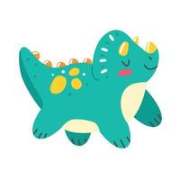 groene schattige triceratops-dinosaurus in cartoonstijl. dierlijke karakter kinder illustratie. vectorillustratie geïsoleerd op een witte achtergrond. vector