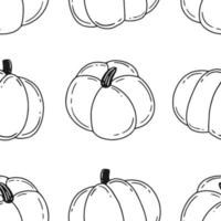 eenvoudig zwart-wit naadloos patroon met pompoenen in krabbelstijl. vectorillustratie voor halloween. vector