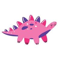 schattige roze dinosaurus stegosaurus in cartoon-stijl. vectorillustratie geïsoleerd op een witte achtergrond. vector