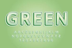 decoratieve groene lettertype en alfabet vector