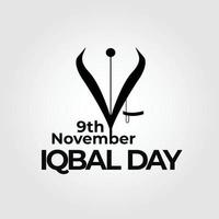 9 november iqbal dag met pennaald in zwarte kleur vector