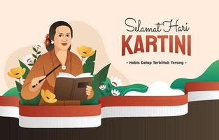 selamat hari kartini achtergrond concept vector