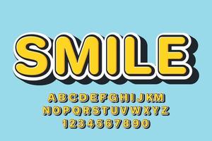 decoratieve glimlach lettertype en alfabet vector