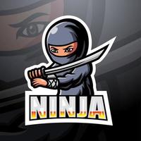 ninja mascotte esport logo ontwerp vector