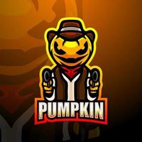 spooky gunner pompoen mascotte esport logo ontwerp vector