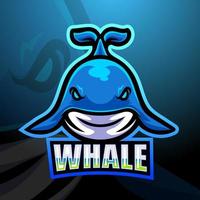 walvis mascotte esport logo ontwerp vector