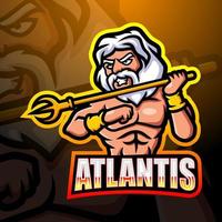 atlantis mascotte esport logo ontwerp vector