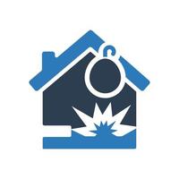 huisexplosiepictogram, huisexplosiesymbool voor uw website, logo, app, ui-ontwerp vector