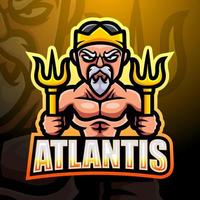 atlantis mascotte esport logo ontwerp vector