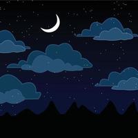 nachtelijke hemel met wolken en sterren vector