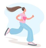 mooi meisje houdt zich bezig met sport. illustratie van meisje joggen. concept van een gezonde levensstijl vector