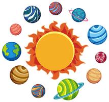 Set van planeten en zon vector