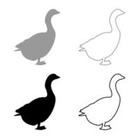 gans gans ganzen anser gander silhouet grijs zwart kleur vector illustratie solide omtrek stijl afbeelding