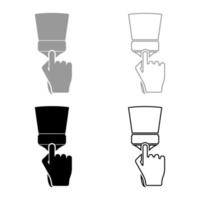 kwast in de hand gebruik gereedschap arm set pictogram grijs zwarte kleur vector illustratie vlakke stijl afbeelding