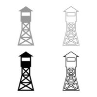 uitkijktoren overzicht boswachter brand site ingesteld pictogram grijs zwart kleur vector illustratie vlakke stijl afbeelding