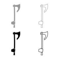 oorlog bijl in de hand gebruik arm poleaxe ingesteld pictogram grijs zwarte kleur vector illustratie vlakke stijl afbeelding