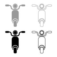 bromfiets scooter motorfiets elektrische fiets ingesteld pictogram grijs zwarte kleur vector illustratie vlakke stijl afbeelding