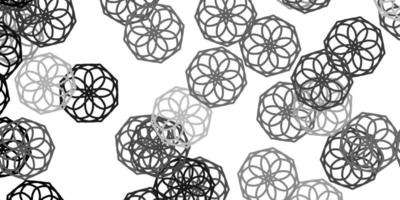 lichtgrijs vector doodle sjabloon met bloemen.