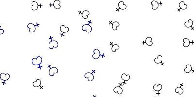 lichtblauwe vectorachtergrond met vrouwensymbolen. vector