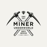monochroom mijnbouw vintage logo pictogram ontwerp vector