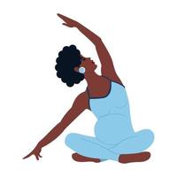 Afro-Amerikaanse zwangere vrouw die yoga doet. geïsoleerde vectorillustratie vector