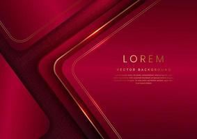 abstracte 3d moderne luxe sjabloon rode elegante kleur en gouden pijl achtergrond met gouden glitter lijn lichte schittering. vector