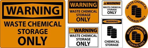 waarschuwing afval chemische opslag alleen op witte achtergrond vector