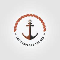 vintage embleem anker logo met schip touw concept vector illustratie ontwerp