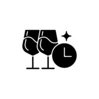 bedrijf happy hour zwarte glyph-pictogram. het versterken van de werkbanden. relaties opbouwen met collega's. beloning voor prestaties. silhouet symbool op witte ruimte. vector geïsoleerde illustratie