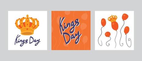 ansichtkaarten en spandoeken voor koningsdag in nederland vector