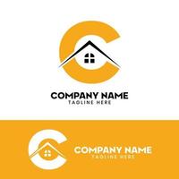 beginletter c onroerend goed logo vector, beginletter c huis logo vector