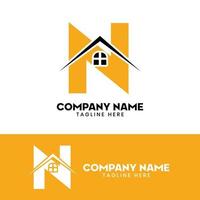 beginletter n onroerend goed logo vector, beginletter n huis logo vector