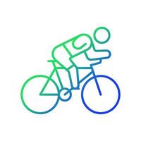 baan fietsen gradiënt lineaire vector pictogram. wedstrijd wielrennen. sporters met een lichamelijke beperking. dunne lijn kleur symbool. moderne stijlpictogram. vector geïsoleerde overzichtstekening