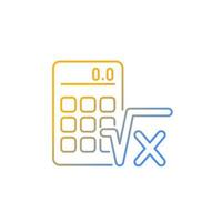 algebra kleurovergang lineaire vector pictogram. rekenmachine, radicaal symbool. wiskundige berekeningen. vergelijking oplossen. dunne lijn kleur symbool. moderne stijlpictogram. vector geïsoleerde overzichtstekening