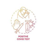 positief covid-test rood kleurverloop concept icoon. contra-indicaties voor covid-vaccins abstracte idee dunne lijn illustratie. wachten op herstel van een acute ziekte. vector geïsoleerde omtrek kleur tekening