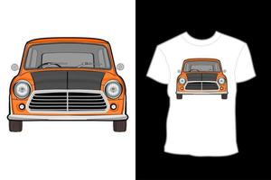 oranje mini koperen auto illustratie t-shirt ontwerp vector