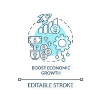 boost economische groei blauwe concept icoon. automatisering voordelen abstracte idee dunne lijn illustratie. geïsoleerde overzichtstekening. bewerkbare streek. roboto-medium, talloze pro-bold lettertypen gebruikt vector