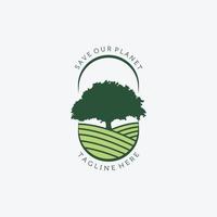 embleem van boom logo vector ontwerp vintage illustratie pictogram, boerderij vers, houten, red onze planeet, laatste boom