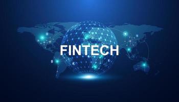 abstracte fintech bestaat uit financiële technologie, cryptocurrency, cloudbusiness. verbinding maken met de wereld. vector