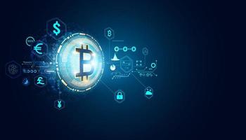 abstracte digitale financiën in de online wereld. bitcoins. verschillende transacties. landelijke valuta investeren in bitcoins online transacties online transacties op de achtergrond. vector