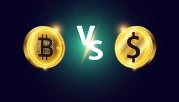 abstracte bitcoin en dollar concept investeringsbeslissingen, risicoverdelingen, veilige havens, van investeerders. vector