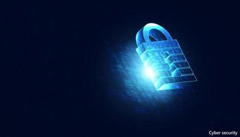 abstract lock cyber security privacy bescherming icoon op blauwe achtergrond en binair vector