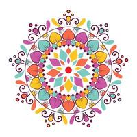 bloemen geometrische symbool mandala. vectorillustratie bloem mandala pictogram geïsoleerd op wit. oosters rond gekleurd patroon. vector