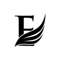 eerste letter e-logo en vleugels-symbool. vleugels ontwerpelement, eerste letter e logo pictogram, eerste logo e silhouet vector