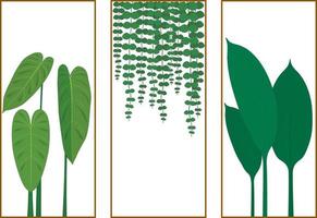 tropische planten drieluik schilderij vectorillustratie vector