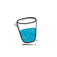 hand getekend glas water drinken illustratie pictogram doodle vector