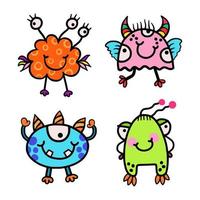 grappige monster doodle grafische illustraties vector