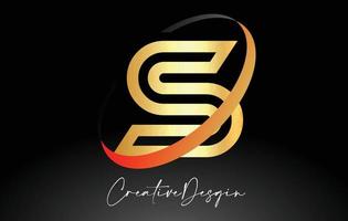 schets letter s logo ontwerp in zwarte en gouden kleuren vector icon